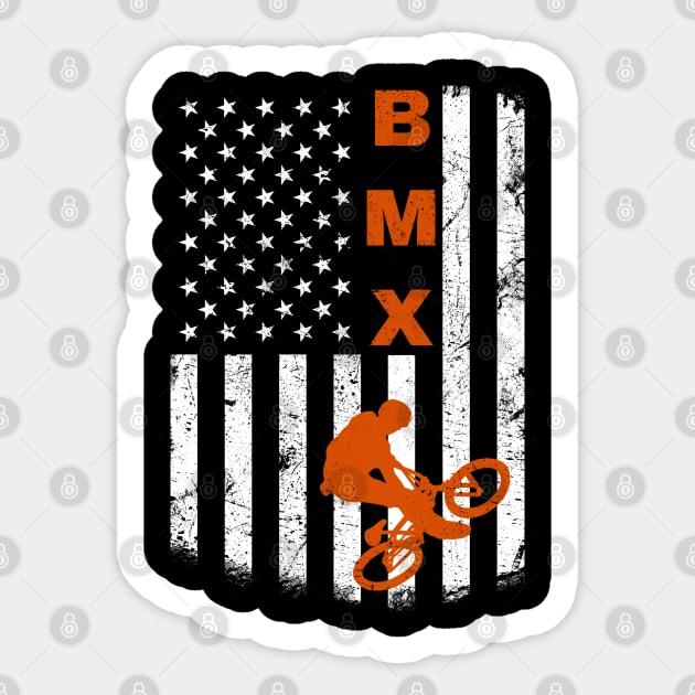 BMX Bike Sport USA American Flag for Motocross Biking Fan Sticker by tobzz